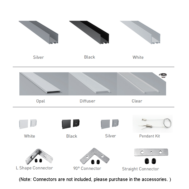 Suspended LED Aluminum Channel For 28mm Quad Row LED Strips Suspended LED Aluminum Channel For 28mm Quad Row LED Strips